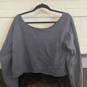 Brandy Melville Blue Long Sleeve Wide Neck Top